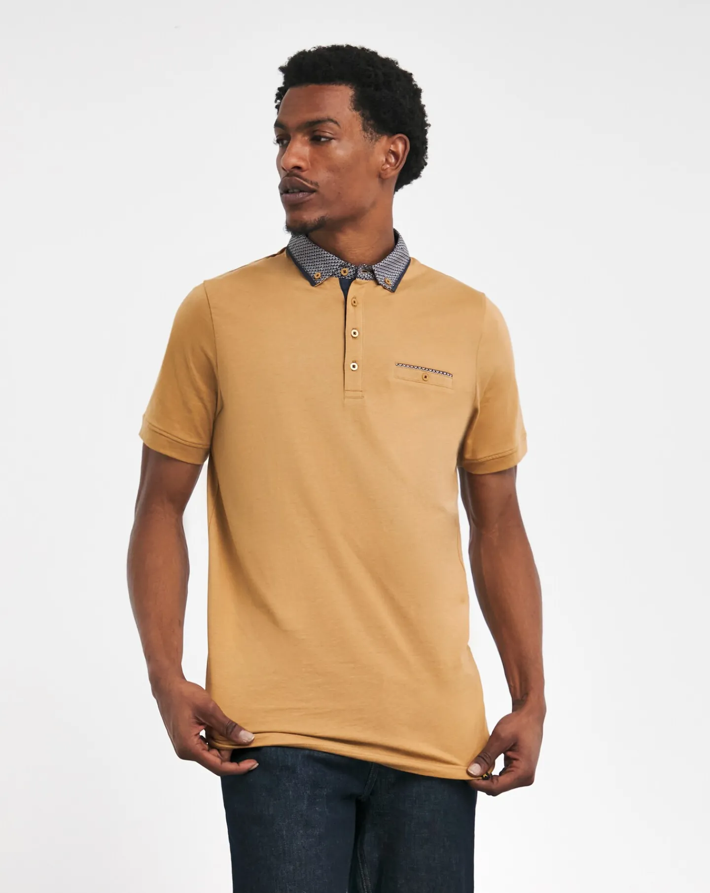 Joe Browns Printed Collar Polo Shirt Long Length