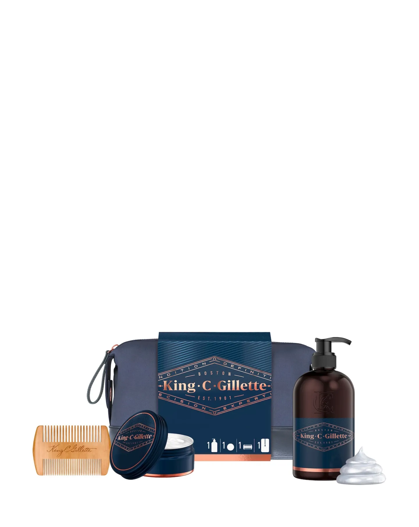 Gillette King C Washbag: Wash, Balm + Comb