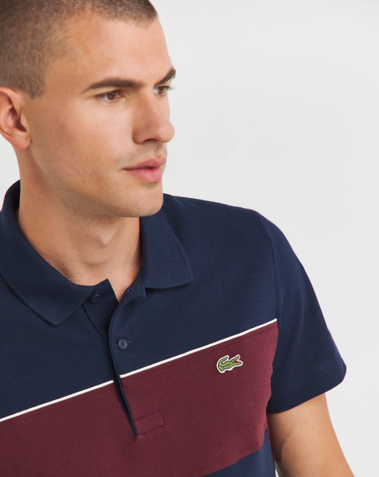 Lacoste Blue Short Sleeve Colourblock Polo