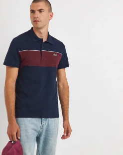 Lacoste Blue Short Sleeve Colourblock Polo