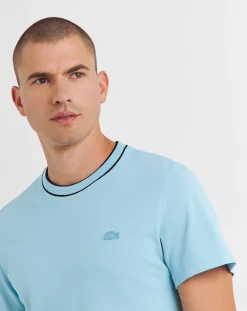 Lacoste Short Sleeve Pale Blue Contrast Piping T-Shirt