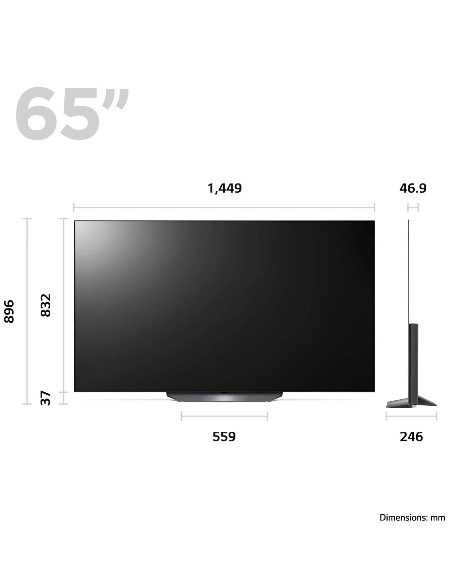 LG OLED65B36LA 65in OLED 4K UHD HDR Smart Freeview TV