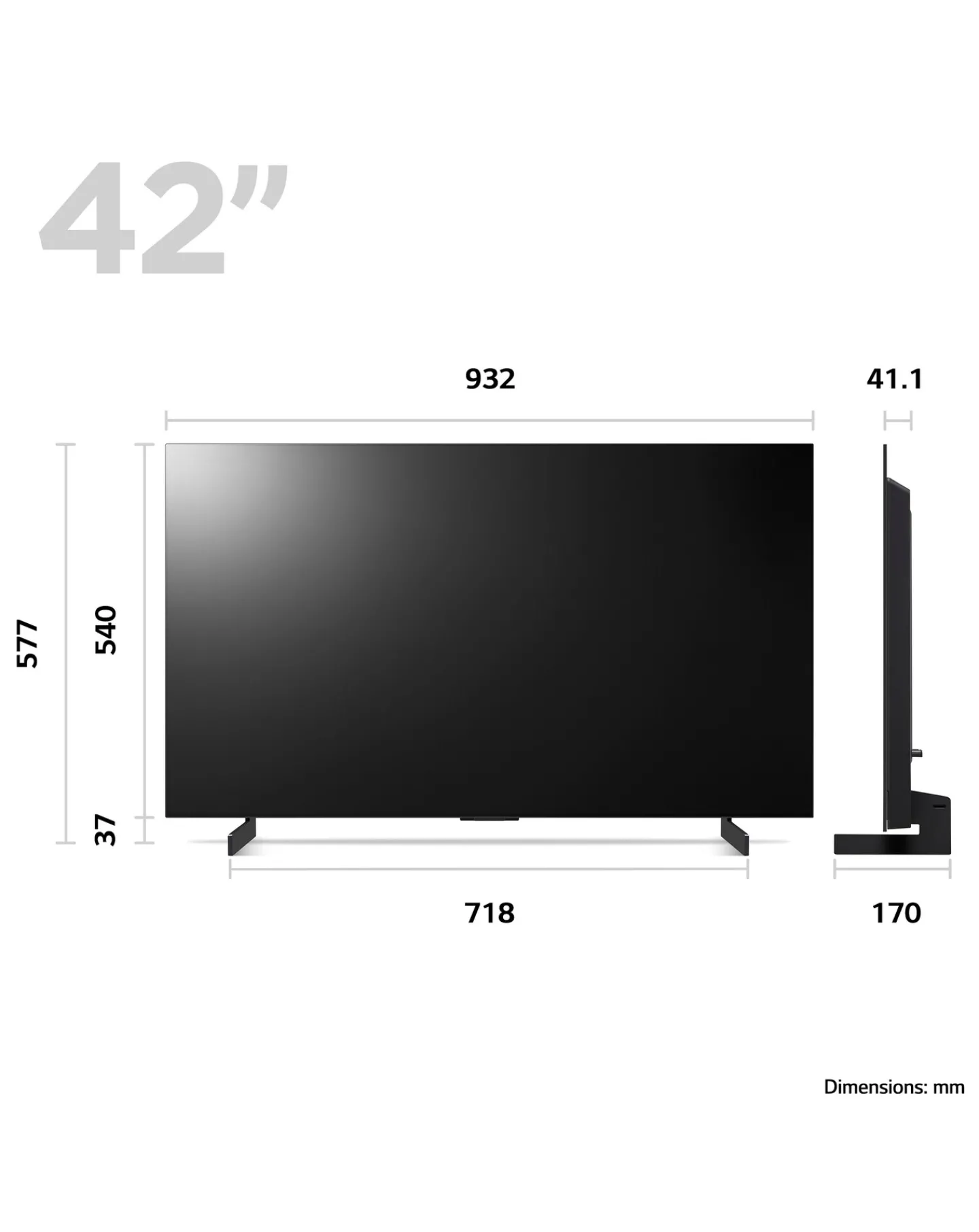 LG 42" OLED42C34LA Smart 4K UHD HDR OLED Freeview TV