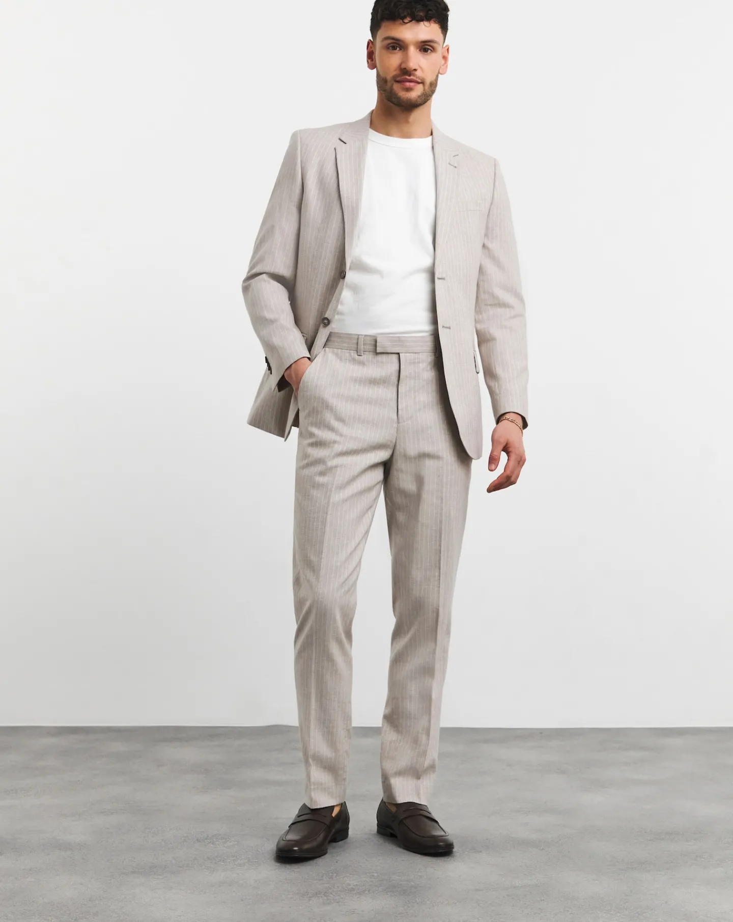 Jacamo Linen Blend Pinstripe Suit Blazer