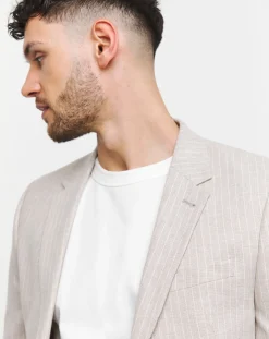 Jacamo Linen Blend Pinstripe Suit Blazer