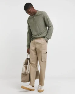 Jacamo Long Sleeve Marl Pique Polo Long