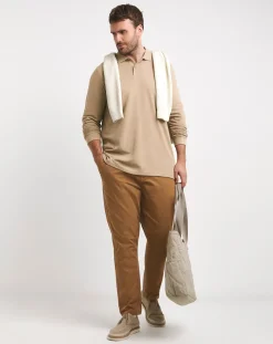 Jacamo Long Sleeve Marl Pique Polo Long