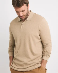 Jacamo Long Sleeve Marl Pique Polo Long
