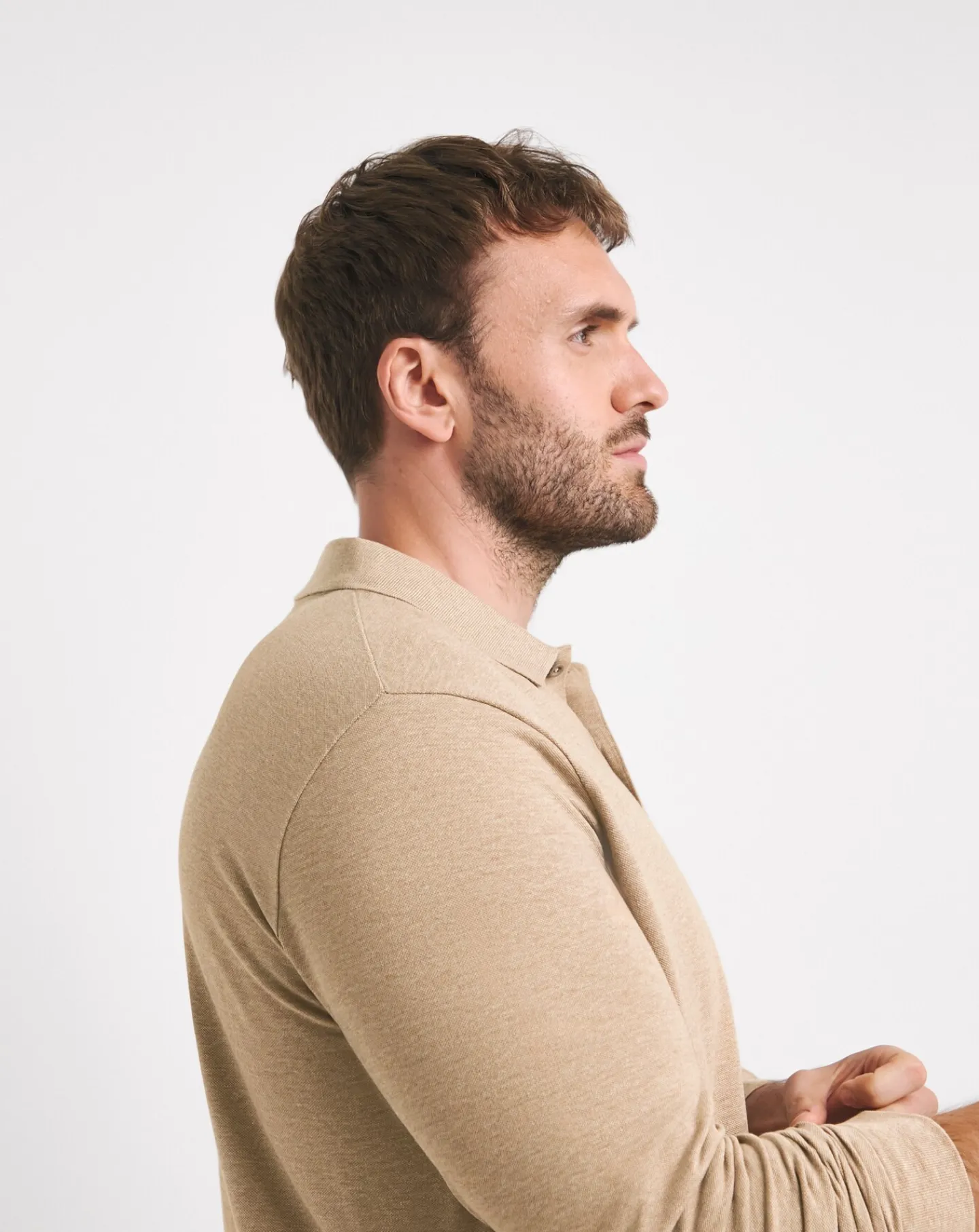 Jacamo Long Sleeve Marl Pique Polo Long