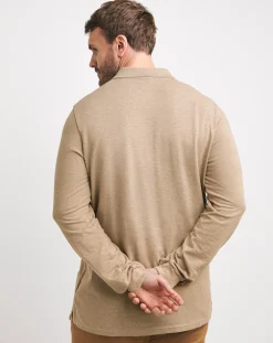 Jacamo Long Sleeve Marl Pique Polo Long