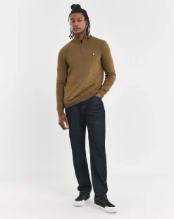 Lyle & Scott Lyle & Scott Brown Cotton Merino 1/4 Zip Jumper