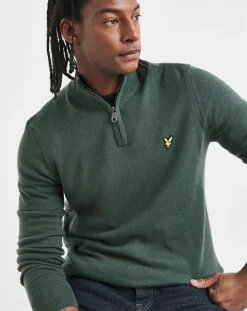 Lyle & Scott Lyle & Scott Deep Green Cotton Merino 1/4 Zip Jumper