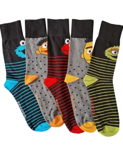 Licence Mens 5pk Sesame St Socks