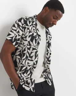 Jacamo Mono Palm Printed Holiday Shirt