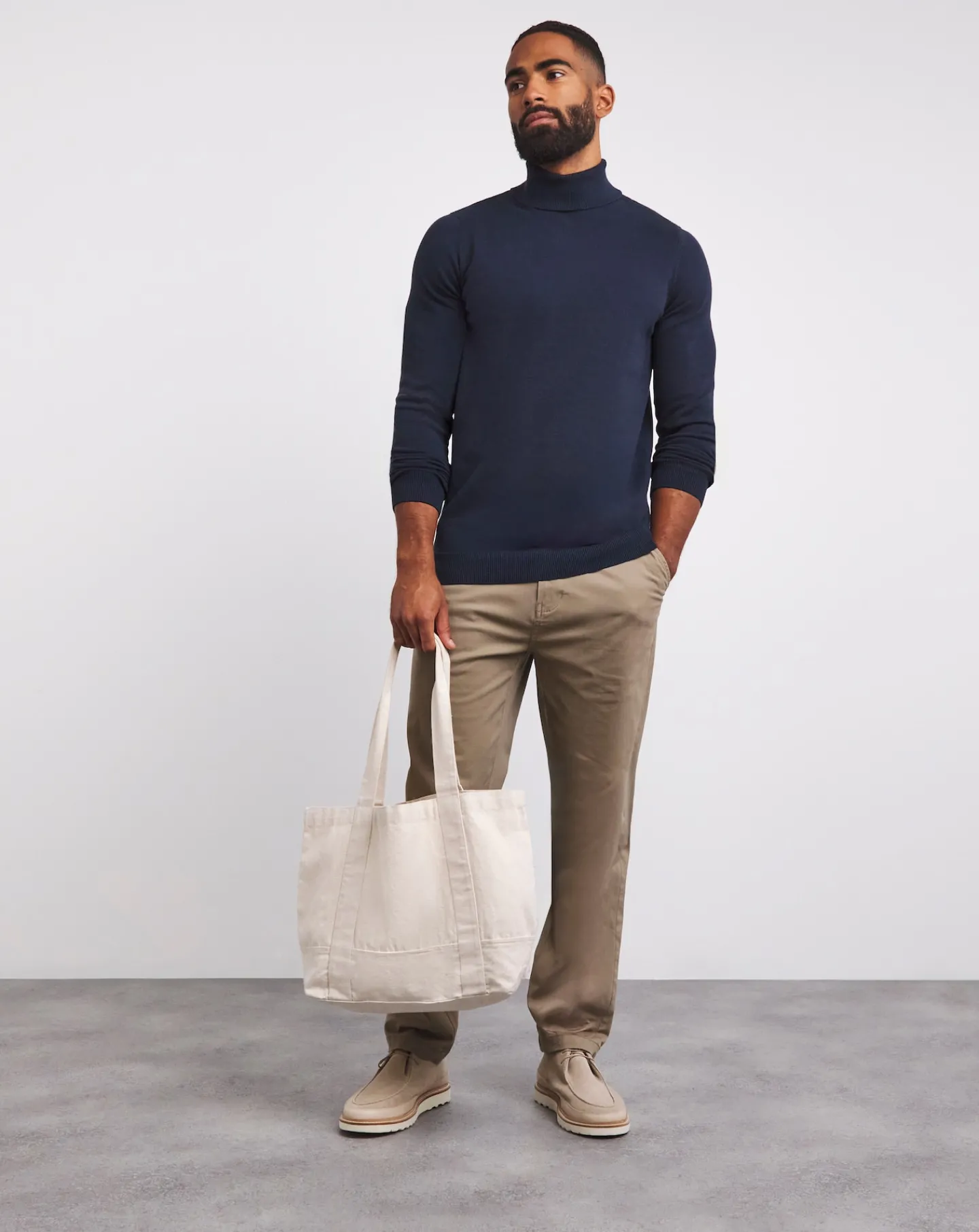 Jacamo Navy Cotton Roll Neck