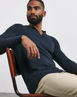 Jacamo Revere Collar Long Sleeve Polo