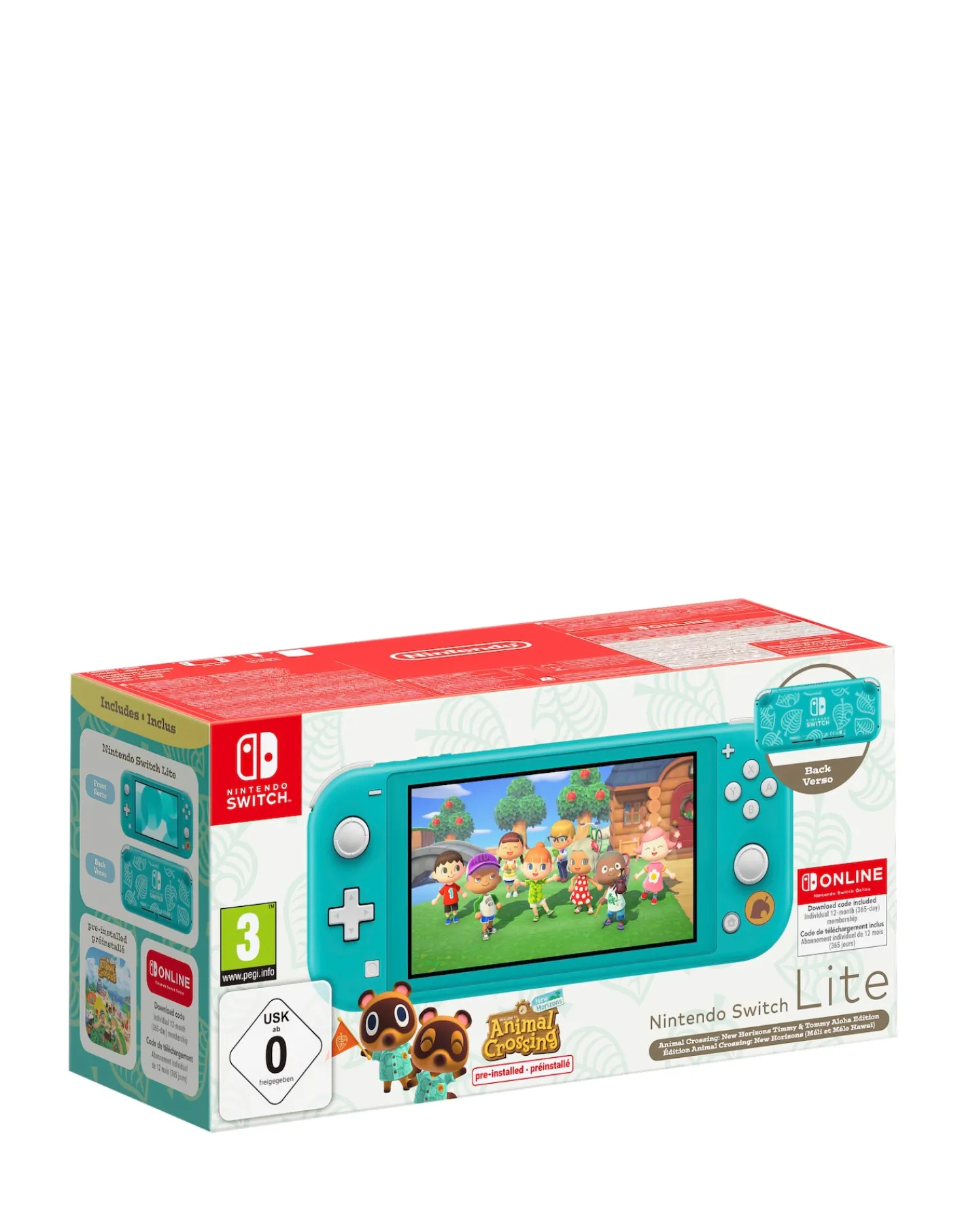 Nintendo Switch Turquoise Timmy & Tommy Edition & 12 Months Switch Online