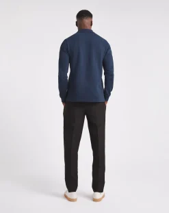 Jacamo Pure Cotton Long Sleeve Pique Polo Long