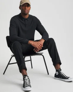 Jacamo Pure Cotton Long Sleeve Pique Polo Long