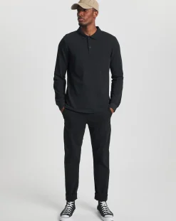 Jacamo Pure Cotton Long Sleeve Pique Polo Long