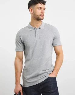Jacamo Pure Cotton Marl Pique Polo Long