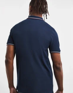 Jacamo Pure Cotton Pique Tipped Polo Long