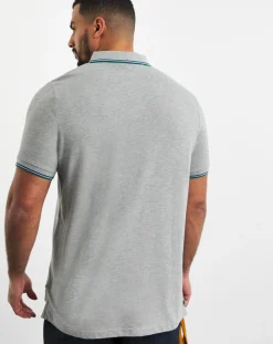 Jacamo Pure Cotton Pique Tipped Polo Long