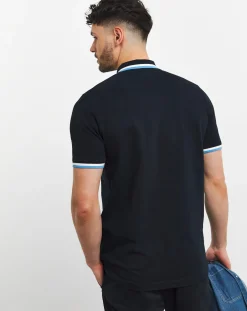 Jacamo Pure Cotton Tipped Pique Polo Long