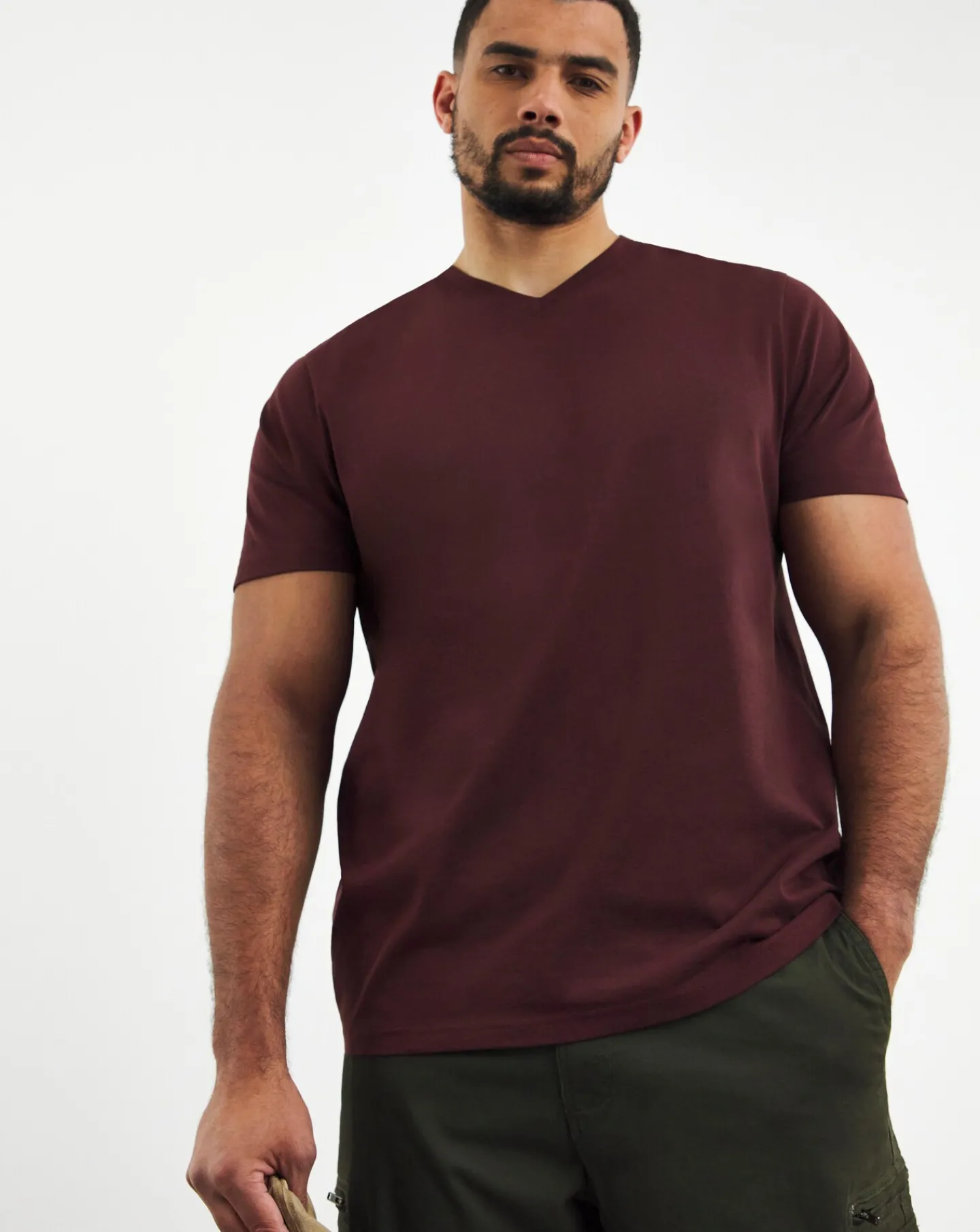 Jacamo Pure Cotton V Neck T-Shirt Long