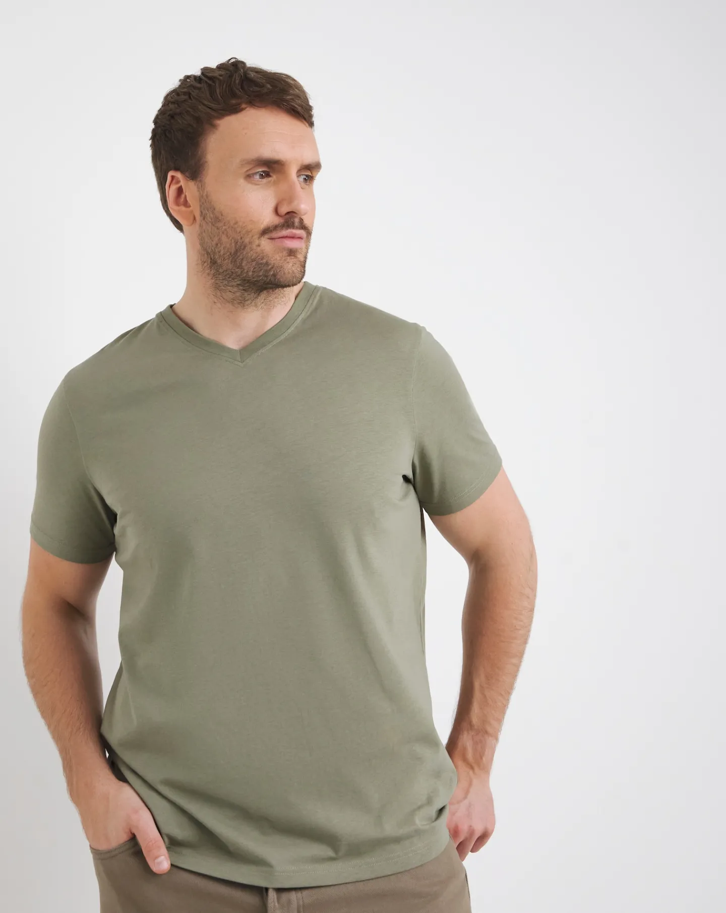 Jacamo Pure Cotton V Neck T-Shirt Long
