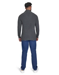 Raging Bull Button Up Shawl Cardigan Dark Grey Marl