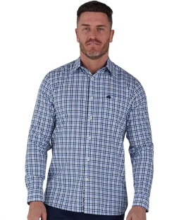 Raging Bull Long Sleeve Brushed Cotton Gingham Shirt Sky Blue