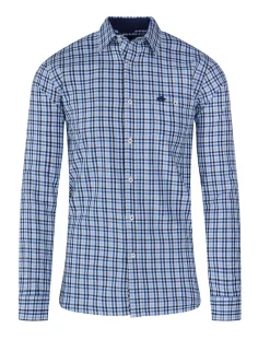 Raging Bull Long Sleeve Brushed Cotton Gingham Shirt Sky Blue