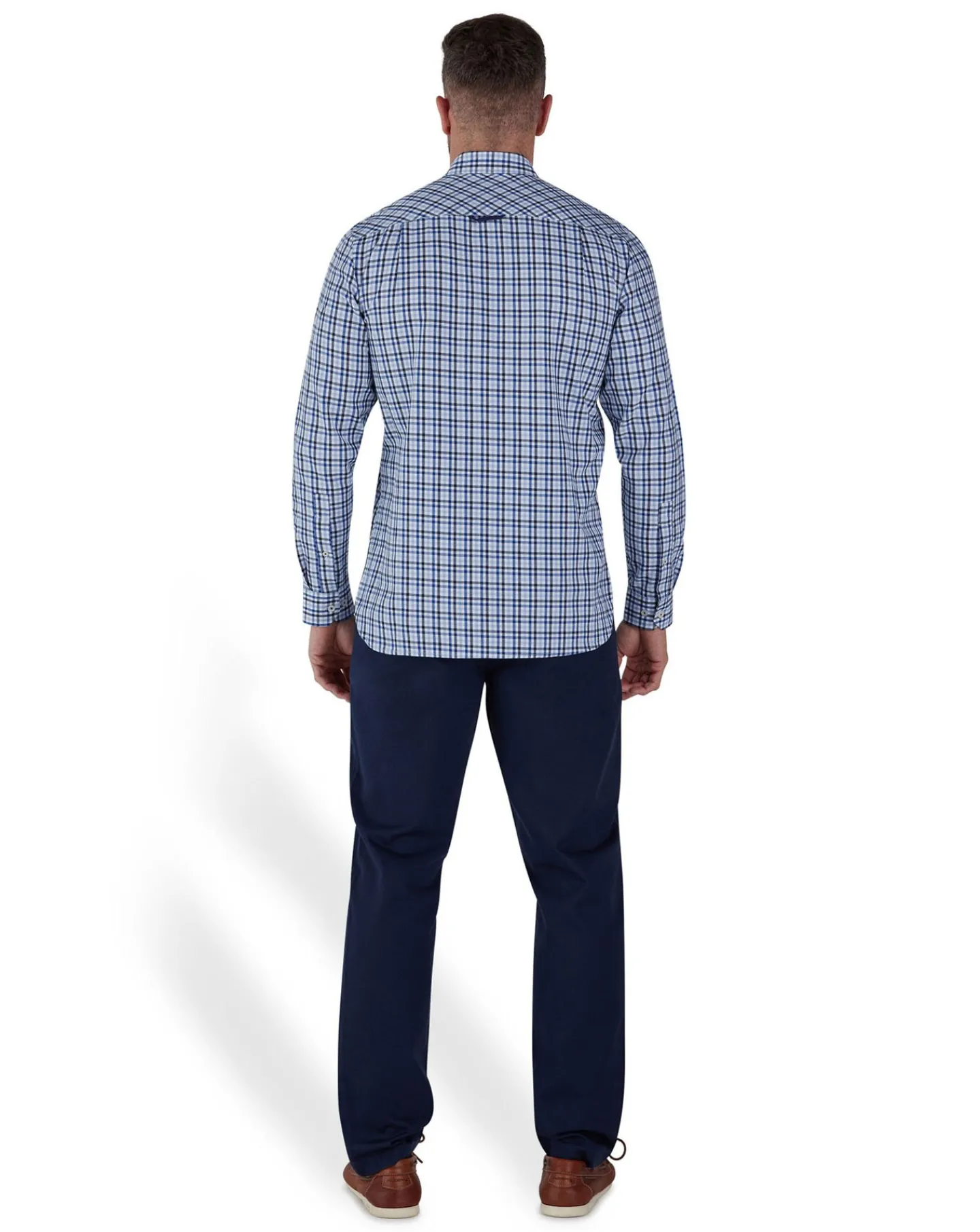 Raging Bull Long Sleeve Brushed Cotton Gingham Shirt Sky Blue