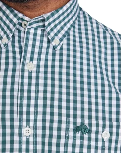Raging Bull Long Sleeve Classic Gingham Shirt Forest