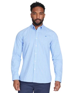 Raging Bull Long Sleeve Classic Stripe Shirt Mid Blue