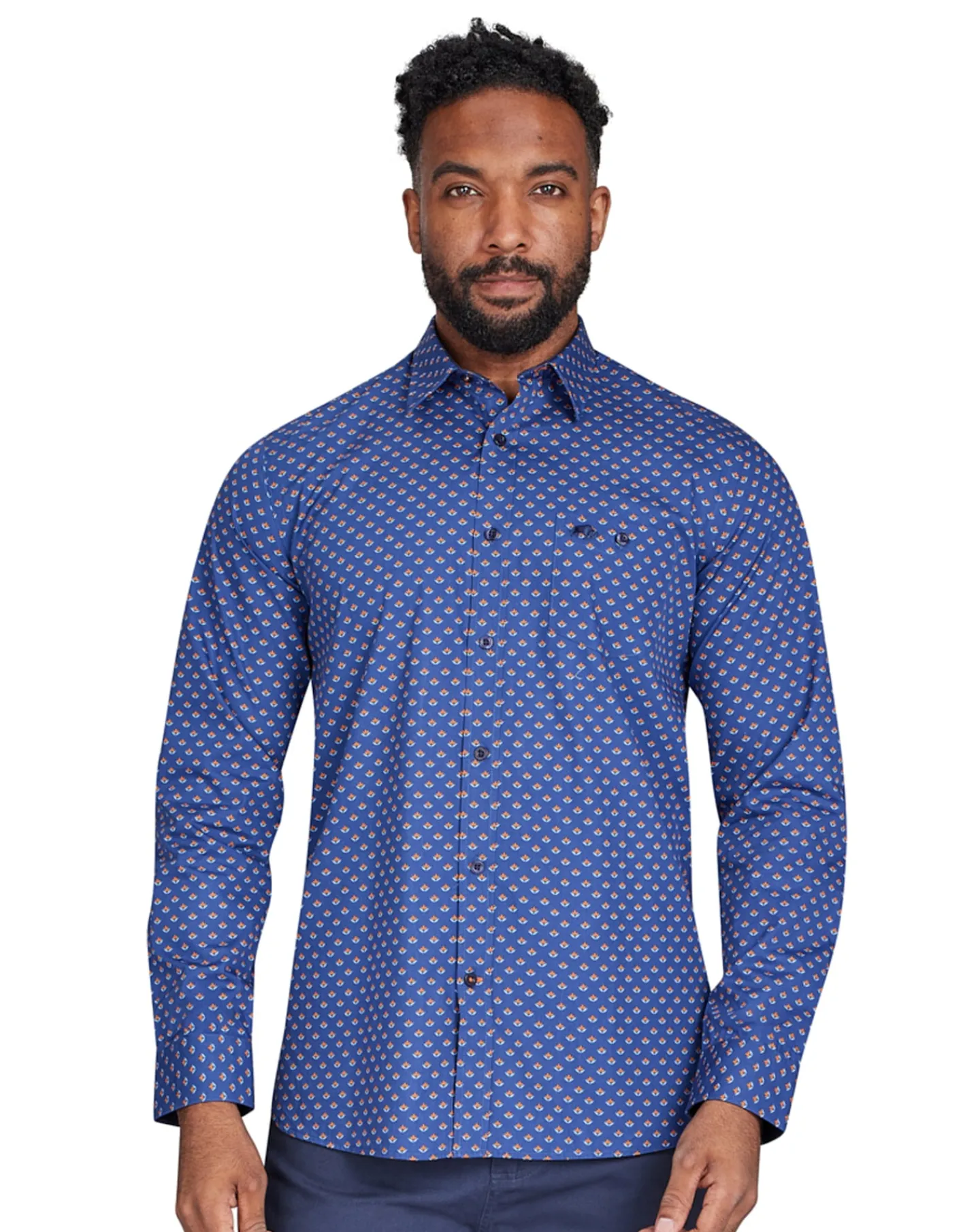 Raging Bull Long Sleeve Leaf Print Shirt