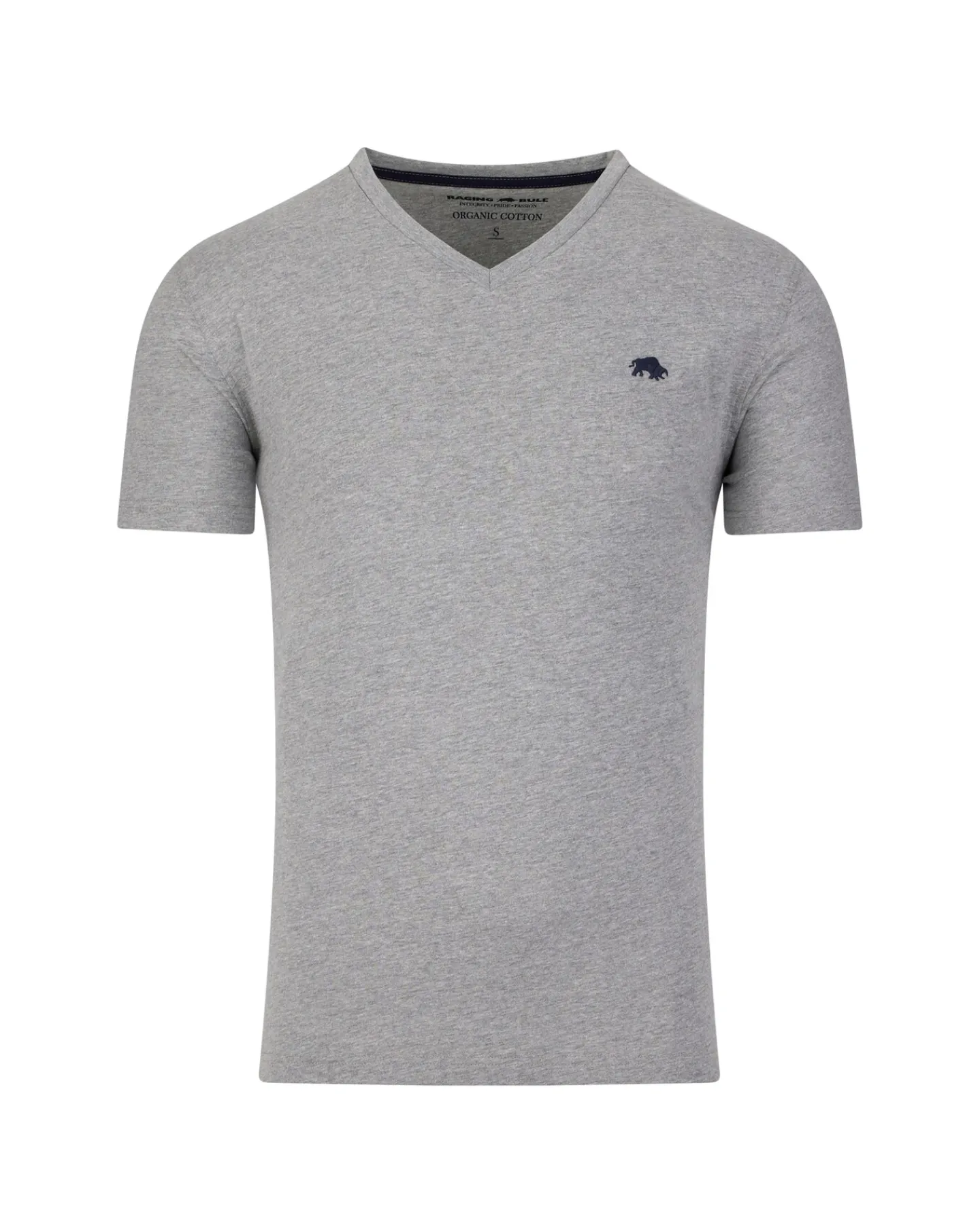 Raging Bull Organic V Neck Tee Grey Marl