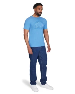 Raging Bull Scatter Stitch T-Shirt Denim Blue