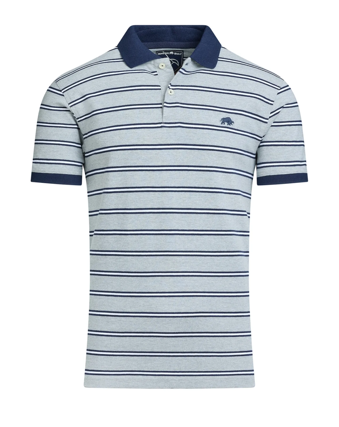 Raging Bull Tram Stripe Pique Polo Grey Marl