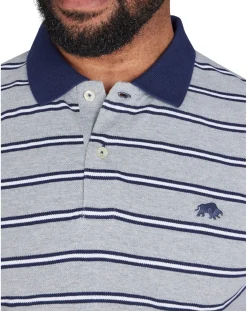Raging Bull Tram Stripe Pique Polo Grey Marl