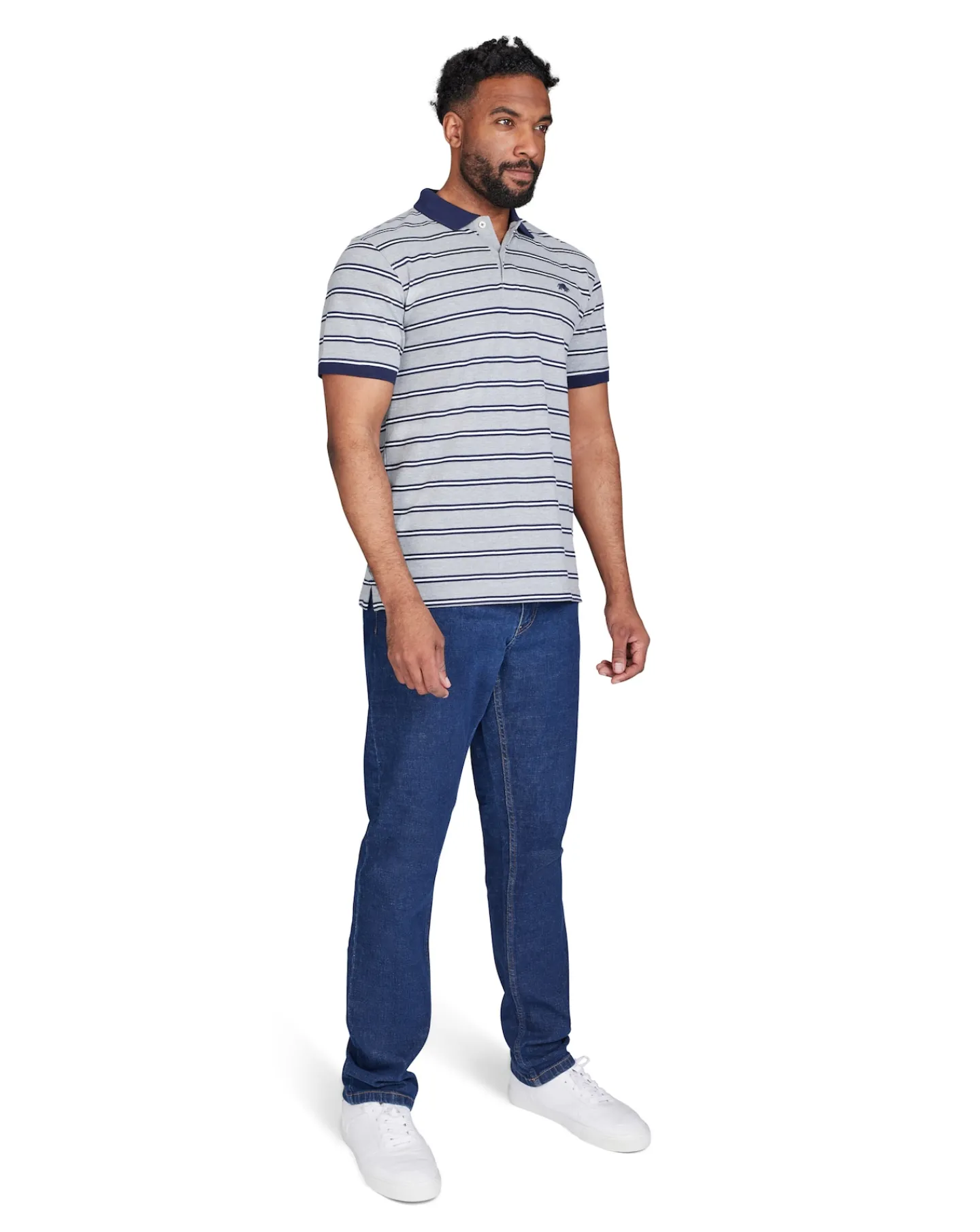 Raging Bull Tram Stripe Pique Polo Grey Marl