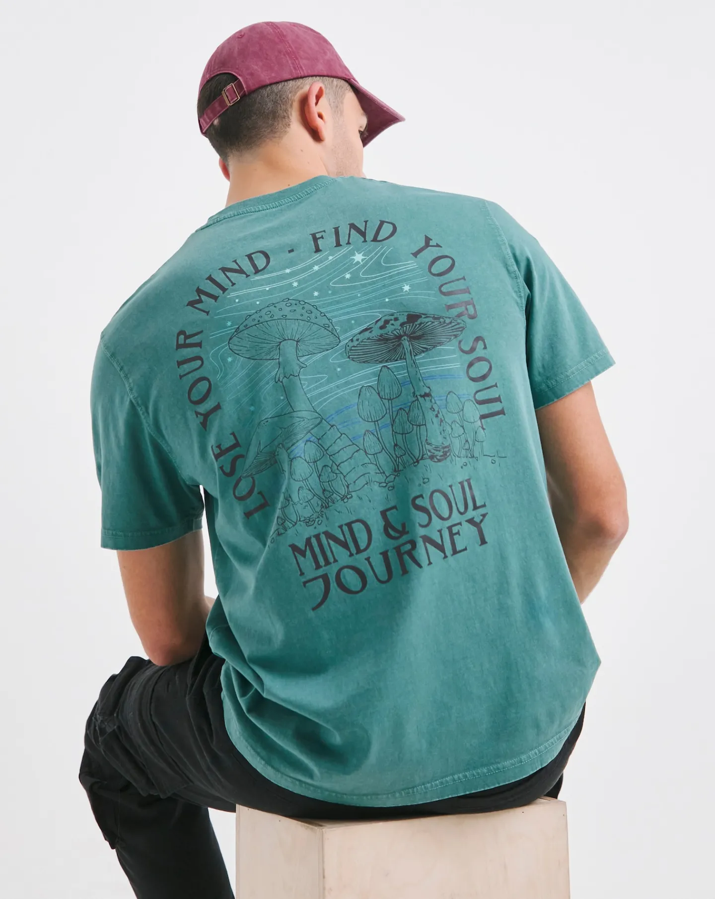 Jacamo Relaxed Fit Vintage Wash Mind & Soul Graphic T-Shirt