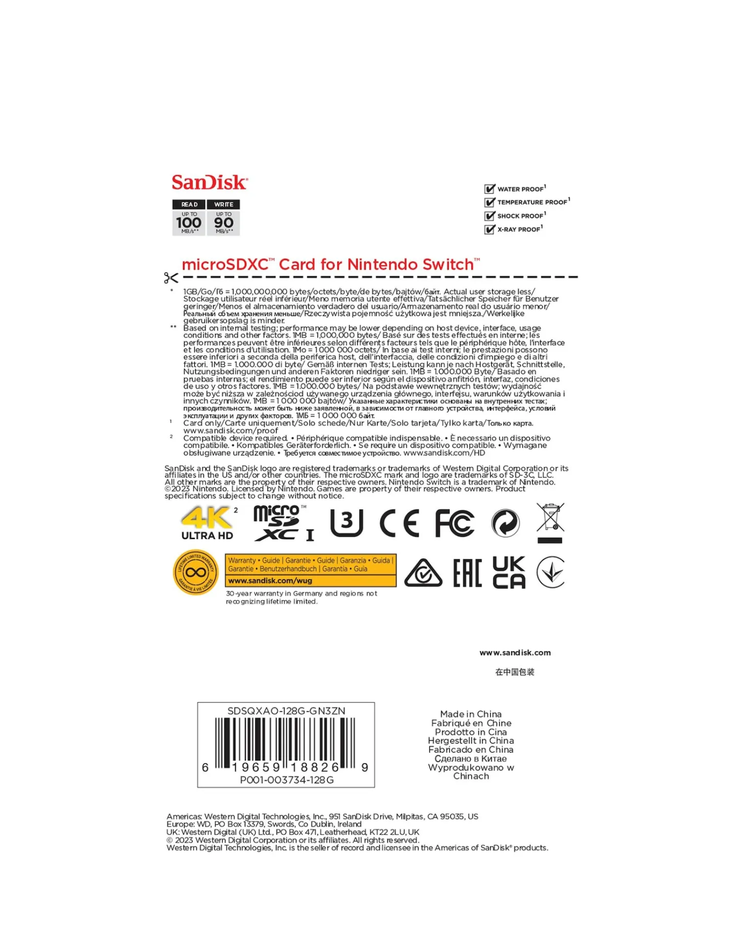 SanDisk 100MB/s microSDXC card for Nintendo Switch - 128GB