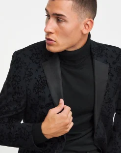 Jacamo Satin Lapel Flock Blazer