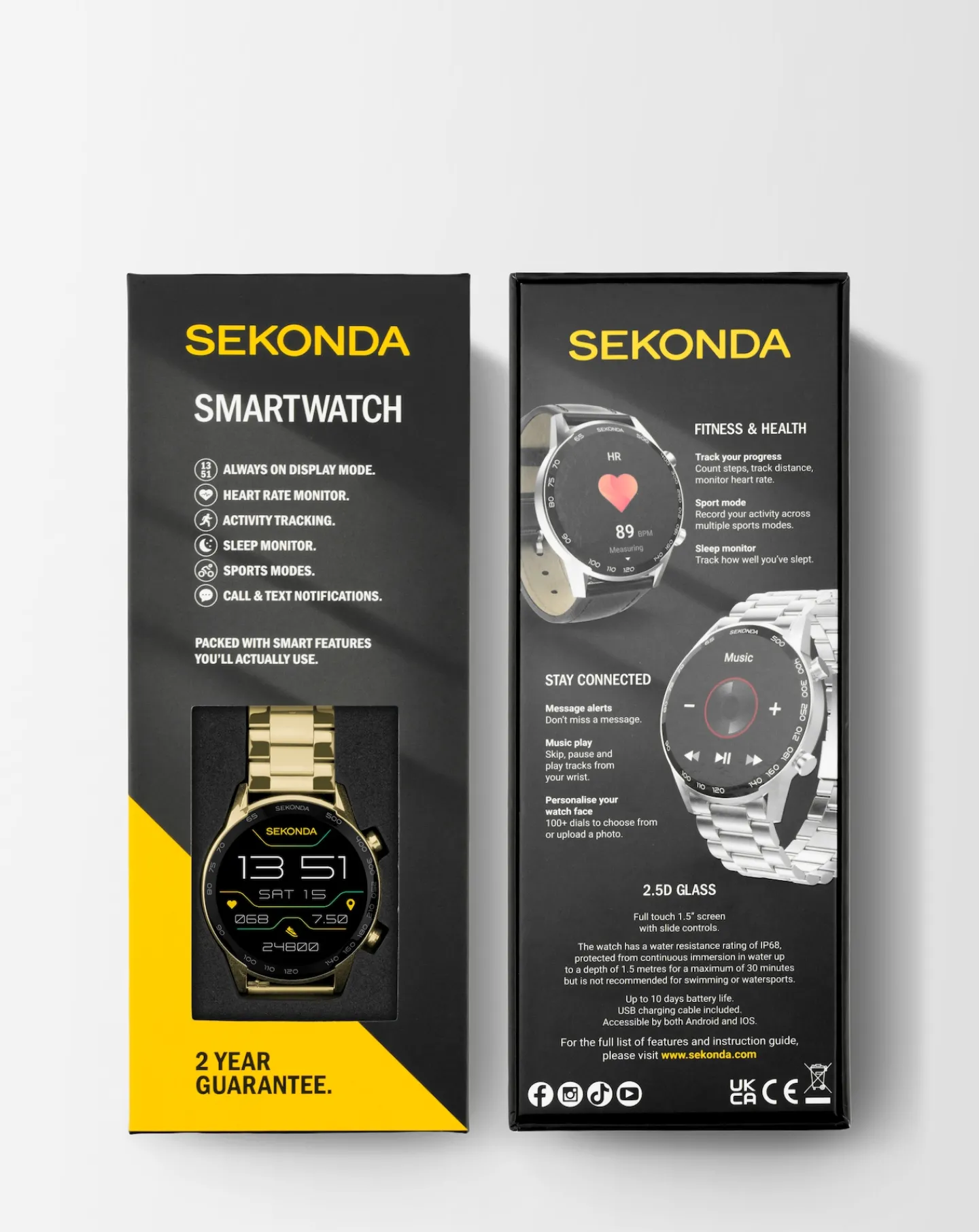 SEKONDA Active Plus Smart Watch - Alloy Case & Stainless Steel Bracelet