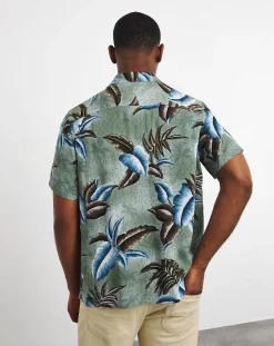 Jacamo Short Sleeve Floral Print Cuban Collar Shirt