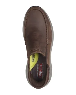 SKECHERS Parson Moc Toe Leather Slip Ins
