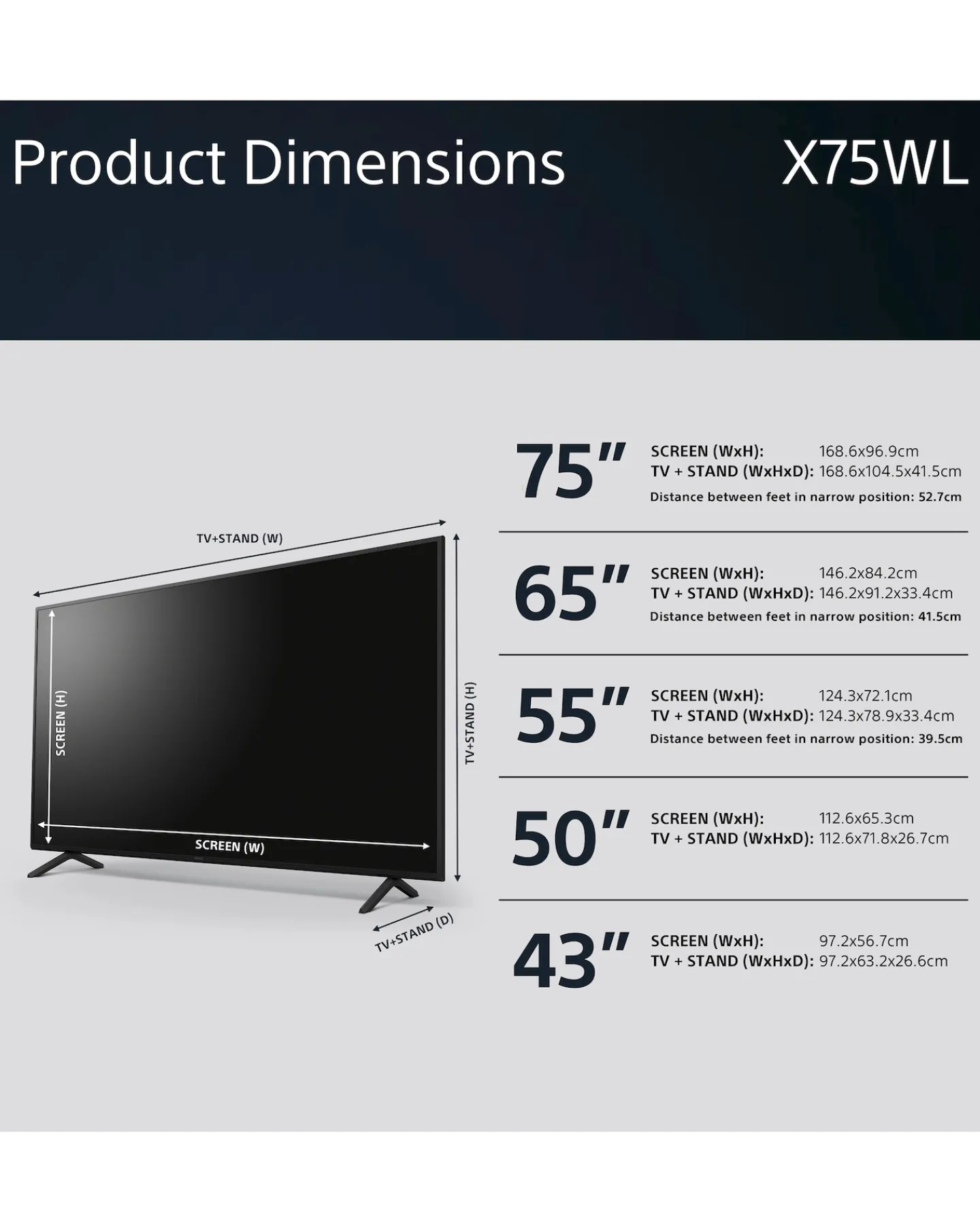 Sony Bravia KD43X75WLPU 43in Smart 4K Ultra HDR LED TV with Google TV