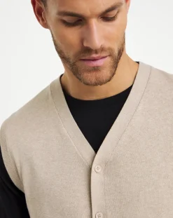 Jacamo Knitted Button Up Sweater Vest